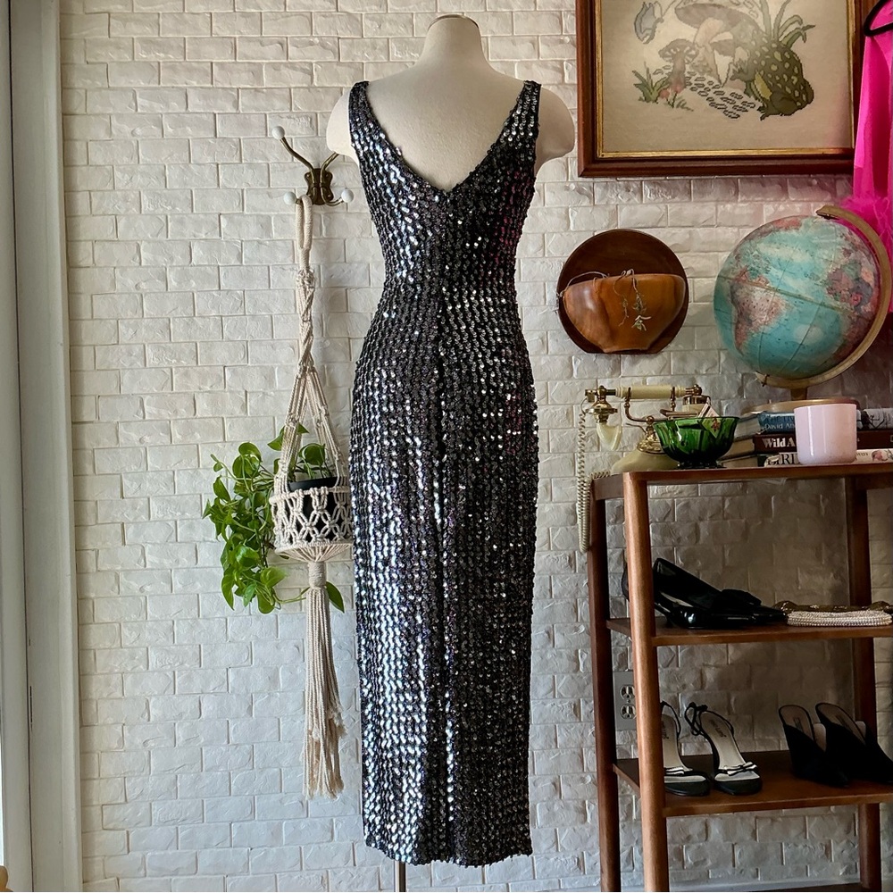 Vintage 1990s Climax by David Howard Body Contour Sequin Sleeveless Gown - Picture 10 of 15